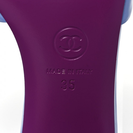 靴 CHANEL 35 CHANEL Patent Calfskin CC Mules 35 Light Purple Dark Purple