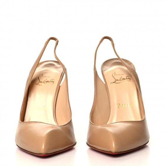 Christian Louboutin Beige Patent Leather Corneille Sling 100