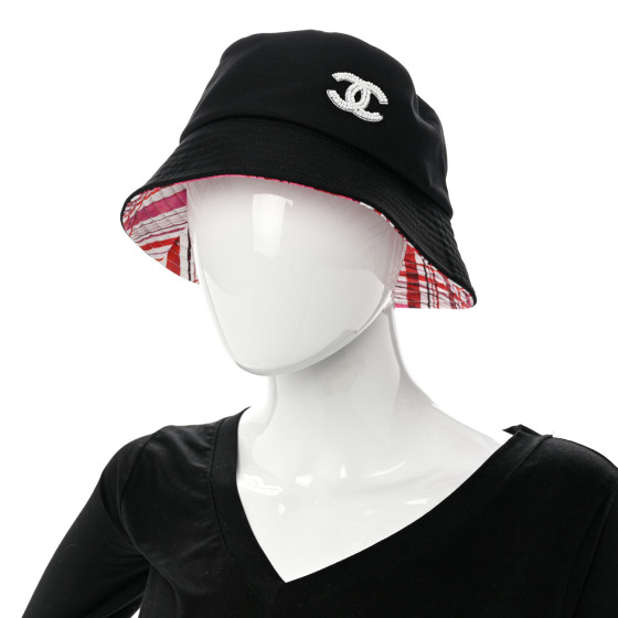 CHANEL 黒 タオル生地 キャップ M CHANEL Cotton Pearl CC Bucket Hat M Black 1260598 | FASHIONPHILE