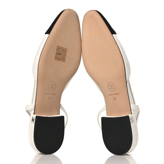 福袋セール CHANEL White 36 Flats Slingback CC Toe Cap Tweed Iridescent 靴