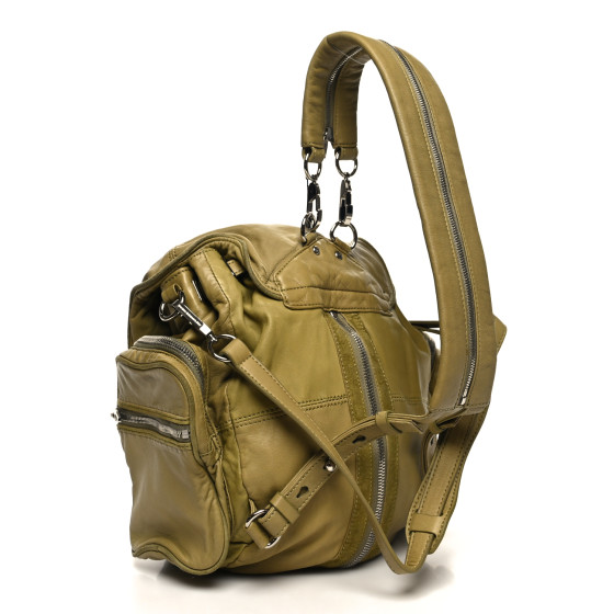 ALEXANDER WANG Lambskin Mini Marti Backpack Green Silver
