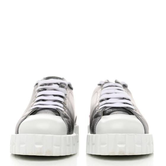 HERMES Metallic Calfskin Cross Sneakers 36.5