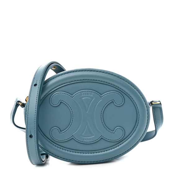 CELINE Smooth Calfskin Cuir Triomphe Oval Bag Denim 1258348