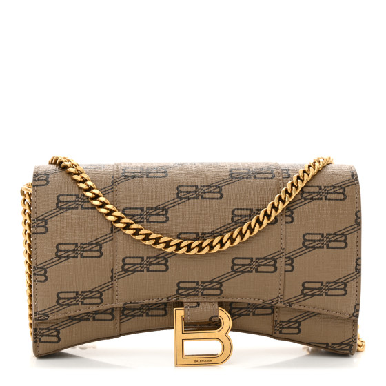 BALENCIAGA Coated Canvas BB Monogram Hourglass Chain Bag