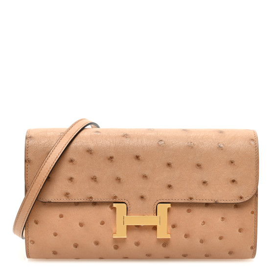 HERMES Ostrich Constance Long Wallet To Go Chai 1507854