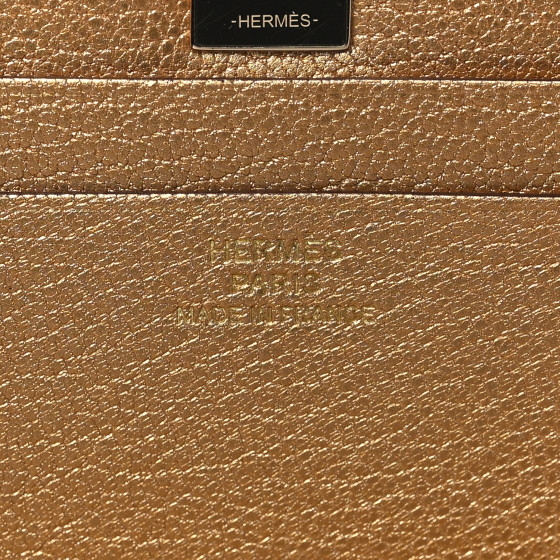 HERMES Metallic Chevre Chamkilight Medor Card Holder Dore