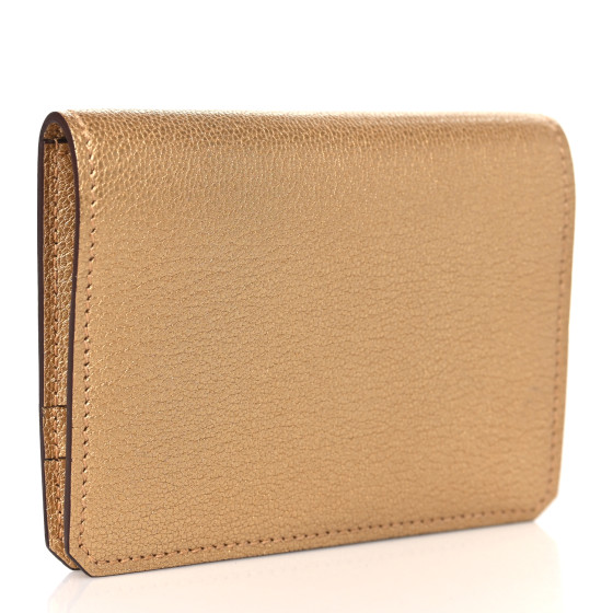 HERMES Metallic Chevre Chamkilight Medor Card Holder Dore