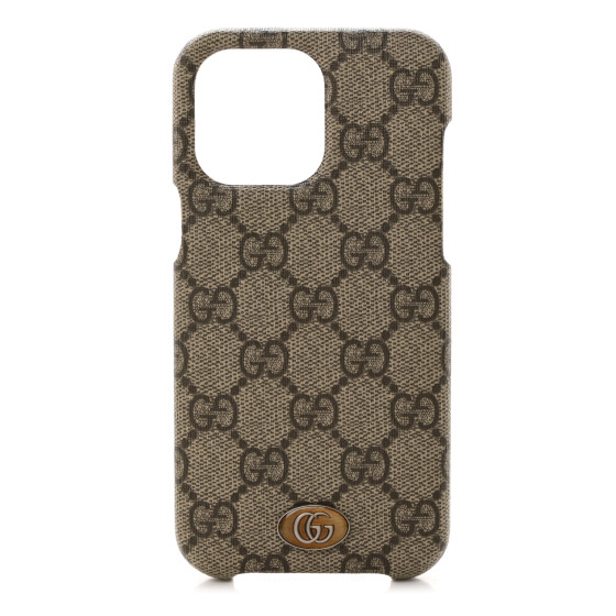 GUCCI GG Supreme Monogram Ophidia iPhone 14 Pro Max Phone Case Beige Ebony