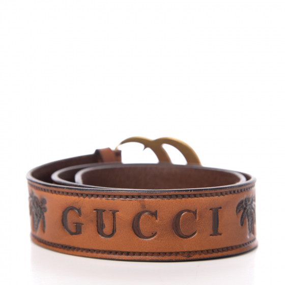GUCCI アイボリーレザーベルト 80-32 GUCCI Calfskin Gucci Loved Embossed Double G 40mm Belt 80 32