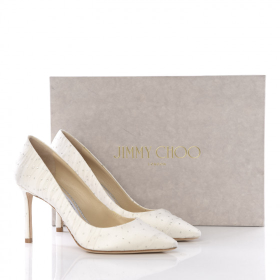 JIMMY CHOO Mesh Glitter Pointy Toe Polka Dot Romy 85 Pumps