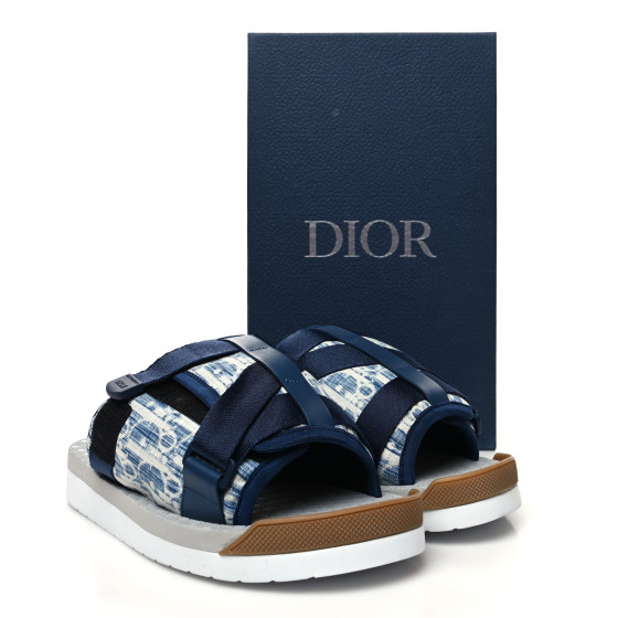 CHRISTIAN DIOR Oblique Jacquard Mens Alpha Sandals 41 Blue