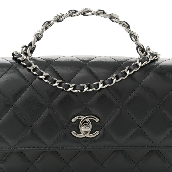 艶めき×甘さ【CHANEL】キルティング エナメルCCミニバッグ CHANEL Shiny Crumpled Calfskin Strass Quilted Top Handle