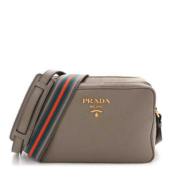 バッグ PRADA VITELLO PHENIX ARGILLA Prada Vitello Phenix Argilla Grey Leather Flap Crossbody Bag