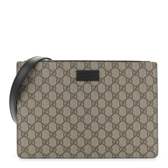 GUCCI GG Supreme Monogram Signature Messenger Bag Black