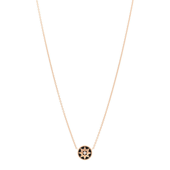 Dior ネックレス CHRISTIAN DIOR 18K Rose Gold Diamond Black Onyx Rose Des