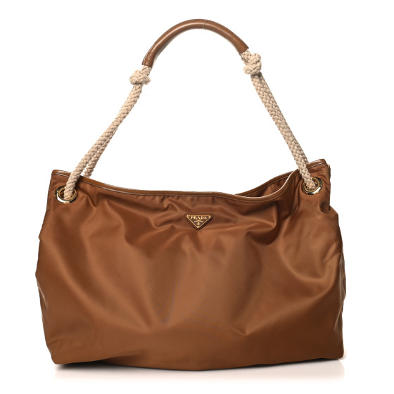 PRADA Re-Nylon Triangle Large Mariner Shoulder Bag Brandy