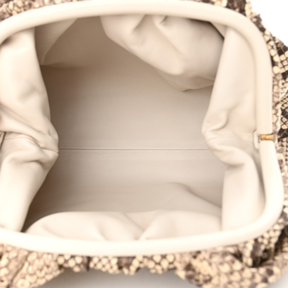 BOTTEGA VENETA Python The Pouch Oversized Clutch Naturale