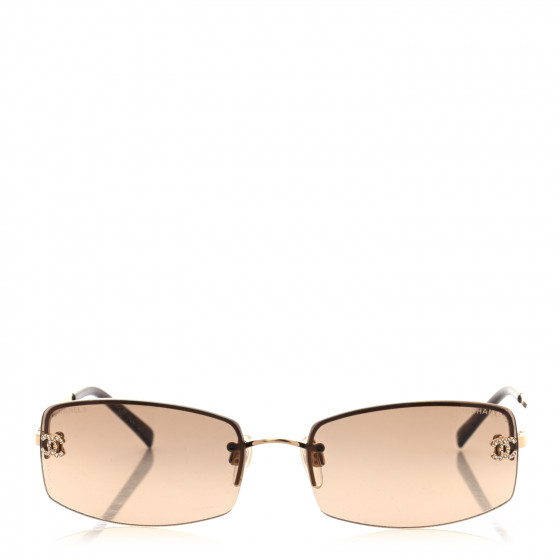 CHANEL / シャネル サングラス AC0490216 4093-B Chanel Vintage 4093-B Orange Rhinestone Rimless Sunglasses C
