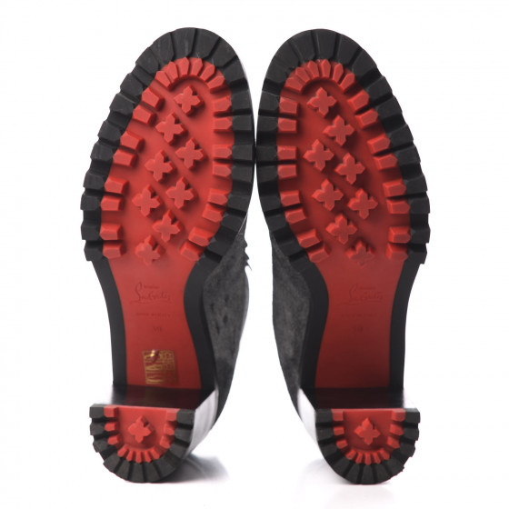 CHRISTIAN LOUBOUTIN Patent Pony Hair Alphabouton 70 Ankle