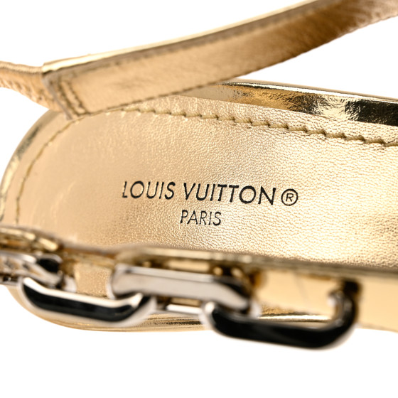 Louis Vuitton ブロンズ　ゴールド　メタル　トングサンダル　37 LOUIS VUITTON Metallic Calfskin Sparkle Slingback Pumps 37