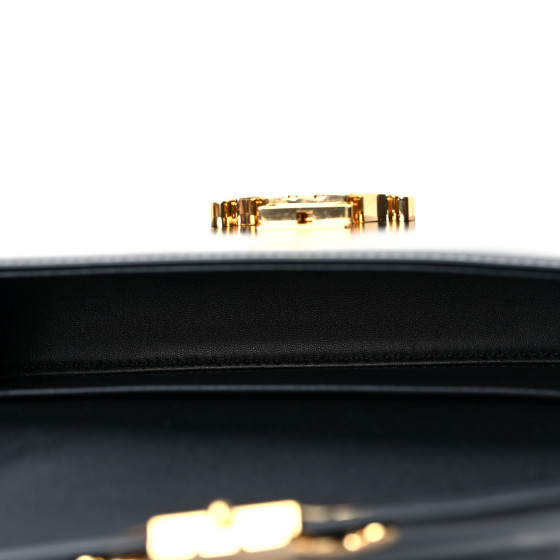 CELINE Shiny Calfskin Triomphe Shoulder Bag Black 1151249