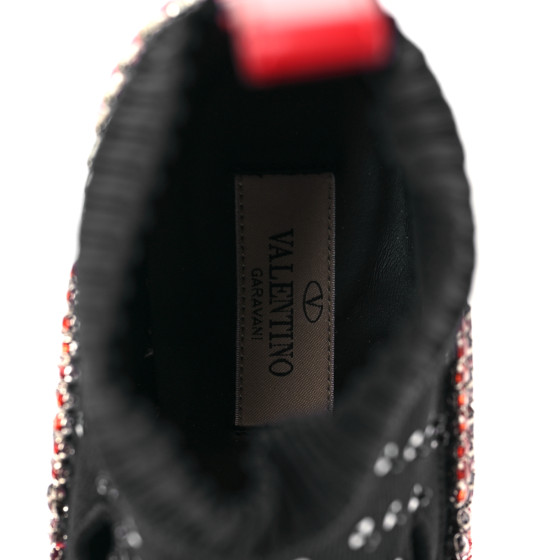 VALENTINO GARAVANI Calfskin Crystal Mesh Knit Cutout Odissey