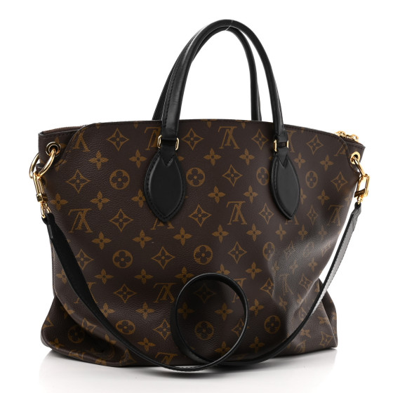 LOUIS VUITTON - Delta LOUIS VUITTON Monogram Flower Zipped Tote MM Black 1266724