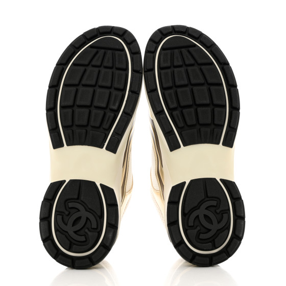 CHANEL Fabric Laminated Calfskin Stretch CC Sneakers 39