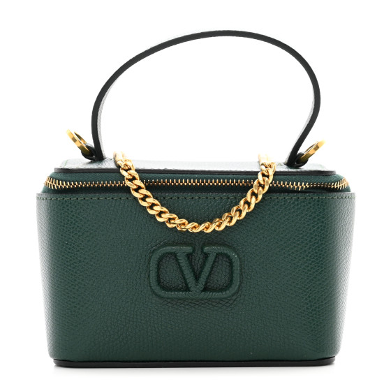 VALENTINO GARAVANI Grained Calfskin VSling Vanity Case English Green