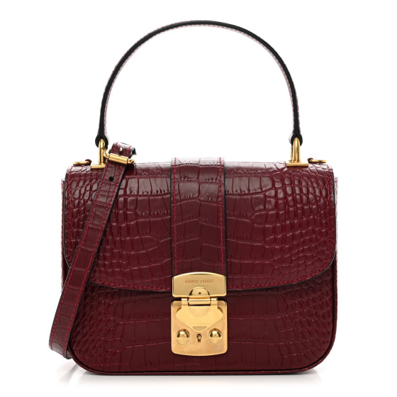 バッグ MIU MIU CROCODILE LEATHER LOGO HAND BAG Miu Miu Crocodile Embossed Purple Leather Handbag With Chain