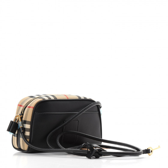 BURBERRY Calfskin Vintage Check Half Cube Crossbody Bag