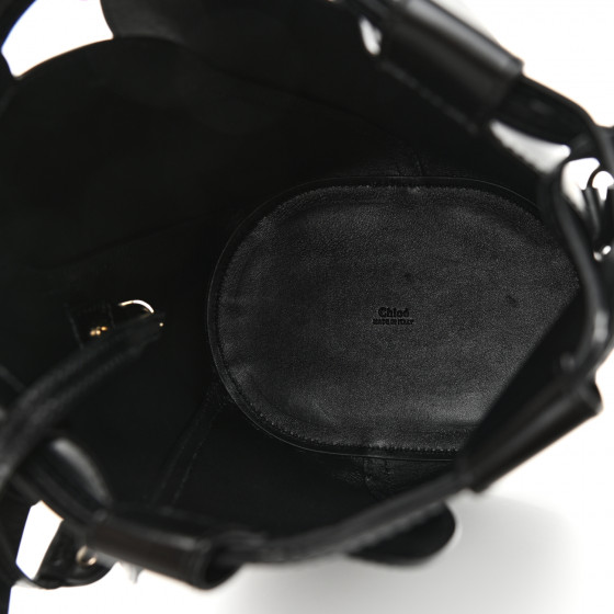 CHLOE Smooth Grained Calfskin Small Tulip Bucket Bag Black