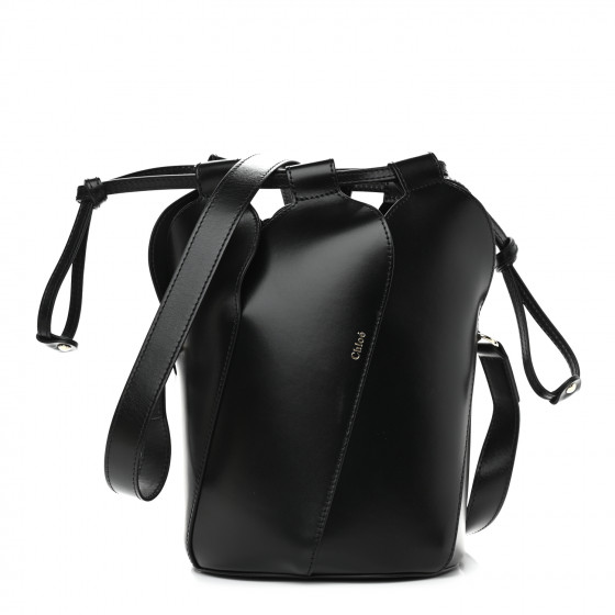 CHLOE Smooth Grained Calfskin Small Tulip Bucket Bag Black