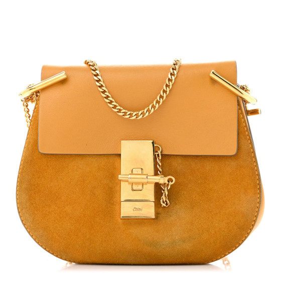 CHLOE Suede Smooth Calfskin Mini Drew Shoulder Bag Dark