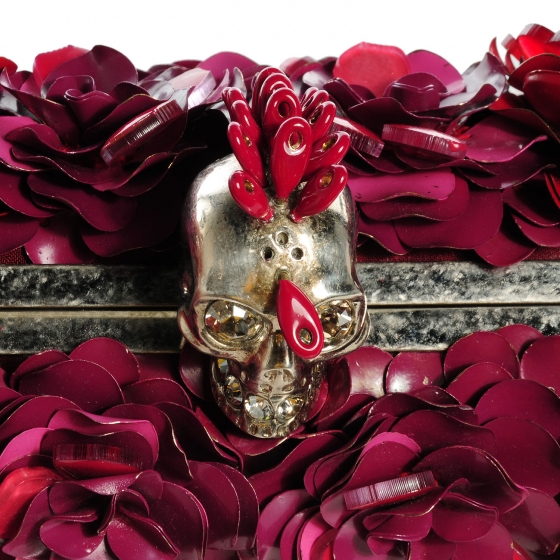 【Alexander McQueen】SKULL FLOWER◆8360381MAAE NEW $395 ALEXANDER MCQUEEN White Silk Satin ENDANGERED