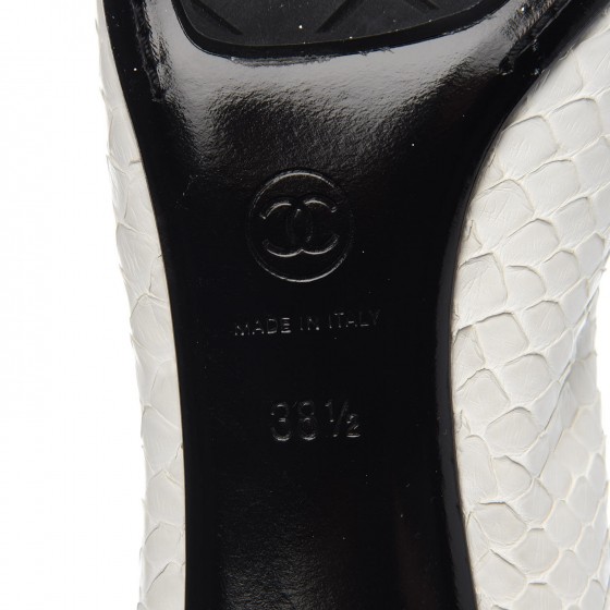 CHANEL Python Over the Knee Boots 38.5 White 321416