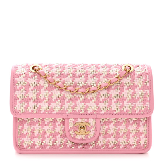 Metallic Lambskin Viscose Woven Flap Pink Gold