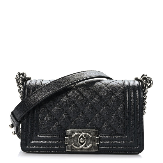 Caviar Quilted Small Boy Flap Black