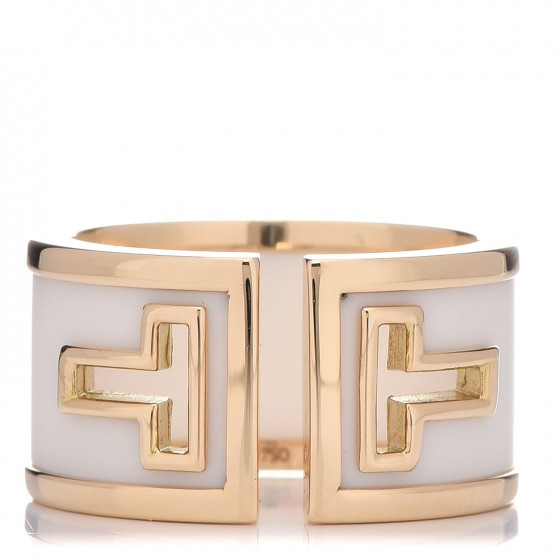 TIFFANY 18K Yellow Gold White Ceramic T Cutout Ring 52 6