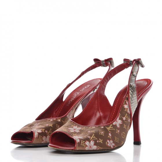 【2025秋冬新作】 Monogram Satin VUITTON LOUIS Cherry Pumps Slingback Blossom 靴