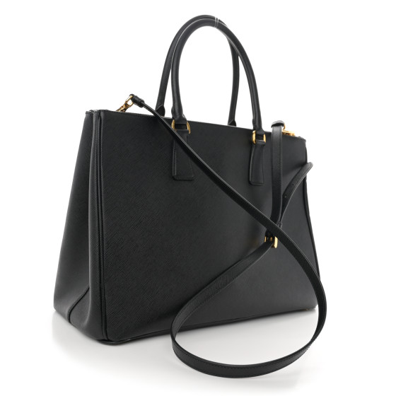 PRADA Saffiano Lux Large Galleria Double Zip Tote Black