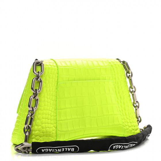 BALENCIAGA Calfskin Crocodile Embossed S Downtown Chain