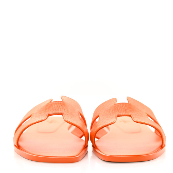 HERMES Epsom Oran Sandals 39 Orange Sunset