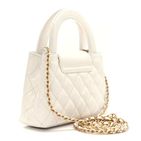 【目を奪う美フォルム】CHANEL kelly ミニバッグ ホワイト Chanel Kelly Clutch with Chain Micro 23K Shiny Aged Calfskin