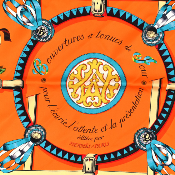 シルク100%【HERMES】Couvertures et Tenues de Jour スカーフ90 HERMES Silk Couvertures et Tenues de Jour Scarf 90 1384611