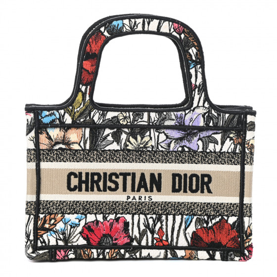 CHRISTIAN DIOR Canvas Embroidered Mille Fleurs Mini Book