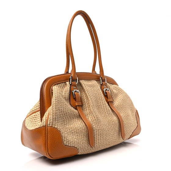 PRADA Paglia Cinghiale Small Frame Bag Naturale Cuoio