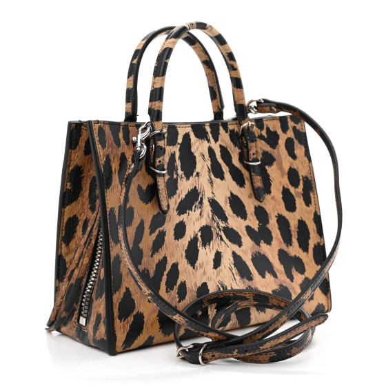 BALENCIAGA Grained Calfskin Leopard Print Papier Mini A4 Zip