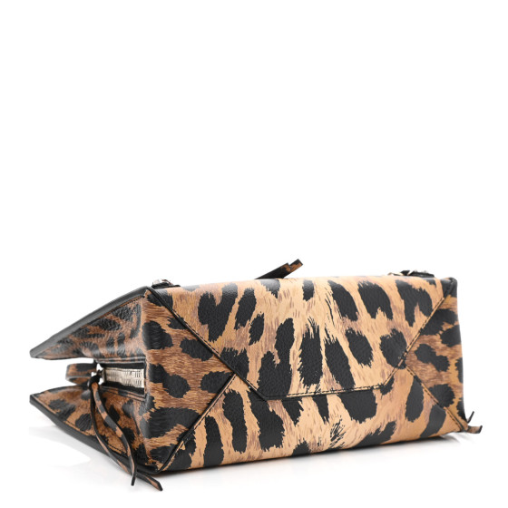 BALENCIAGA Grained Calfskin Leopard Print Papier Mini A4 Zip