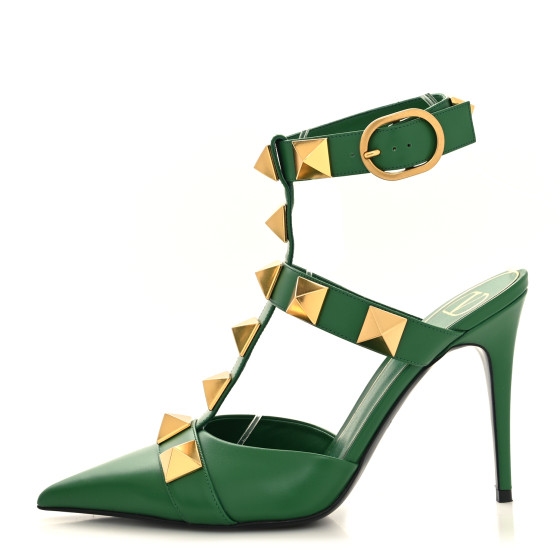 VALENTINO GARAVANI Calfskin Roman Stud Ankle Strap 100mm